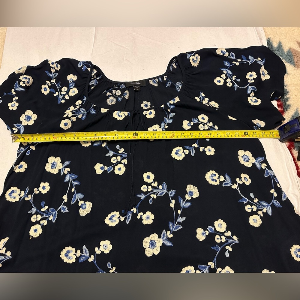 Karen Kane Black Floral Peasant Top Blouse Shirt Plus Size 2X - Picture 7 of 8